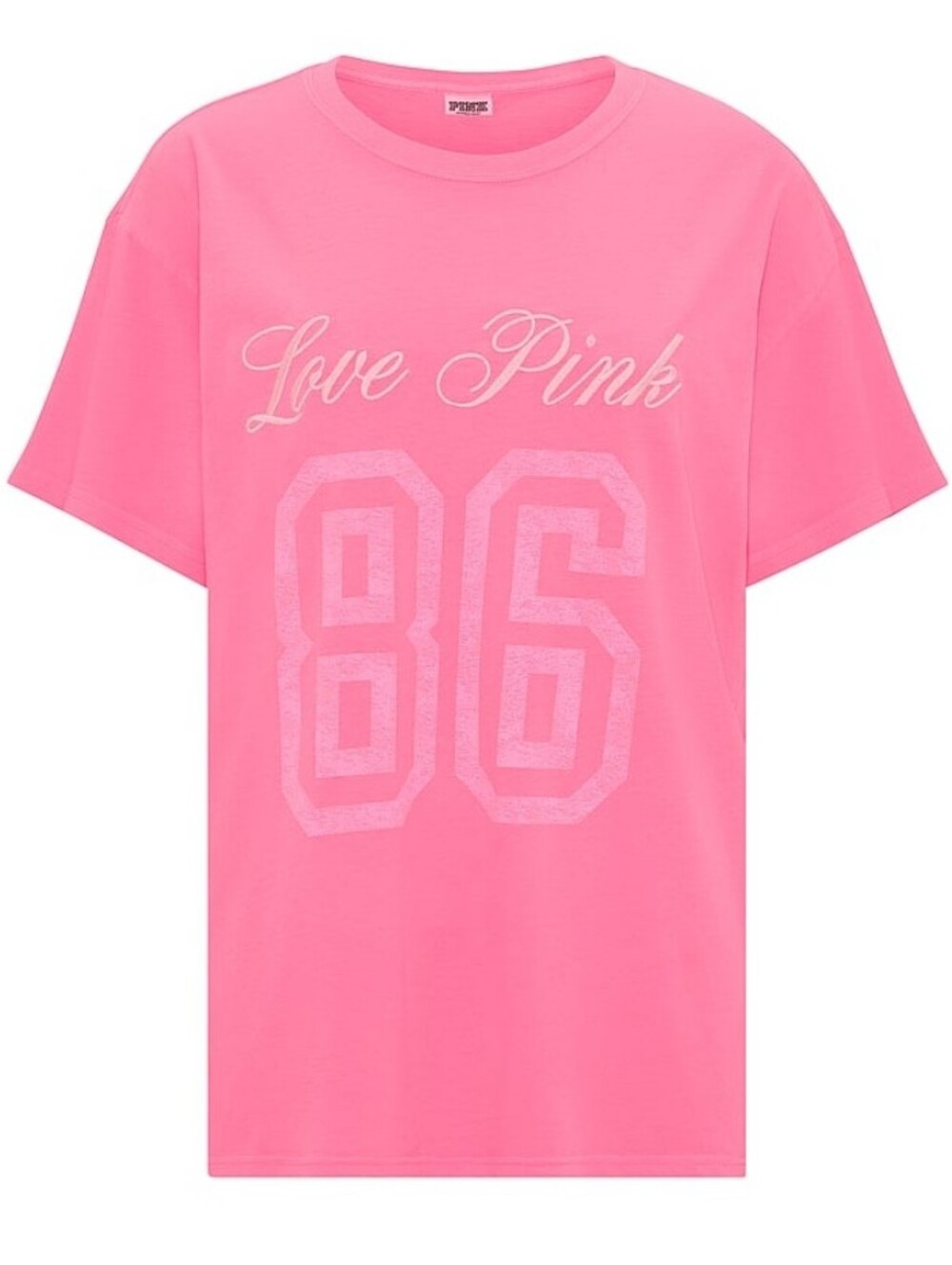 PINK By Victoria's Secret Cotton Campus Tee Neon Pink MSRP $36.95 NEW XS